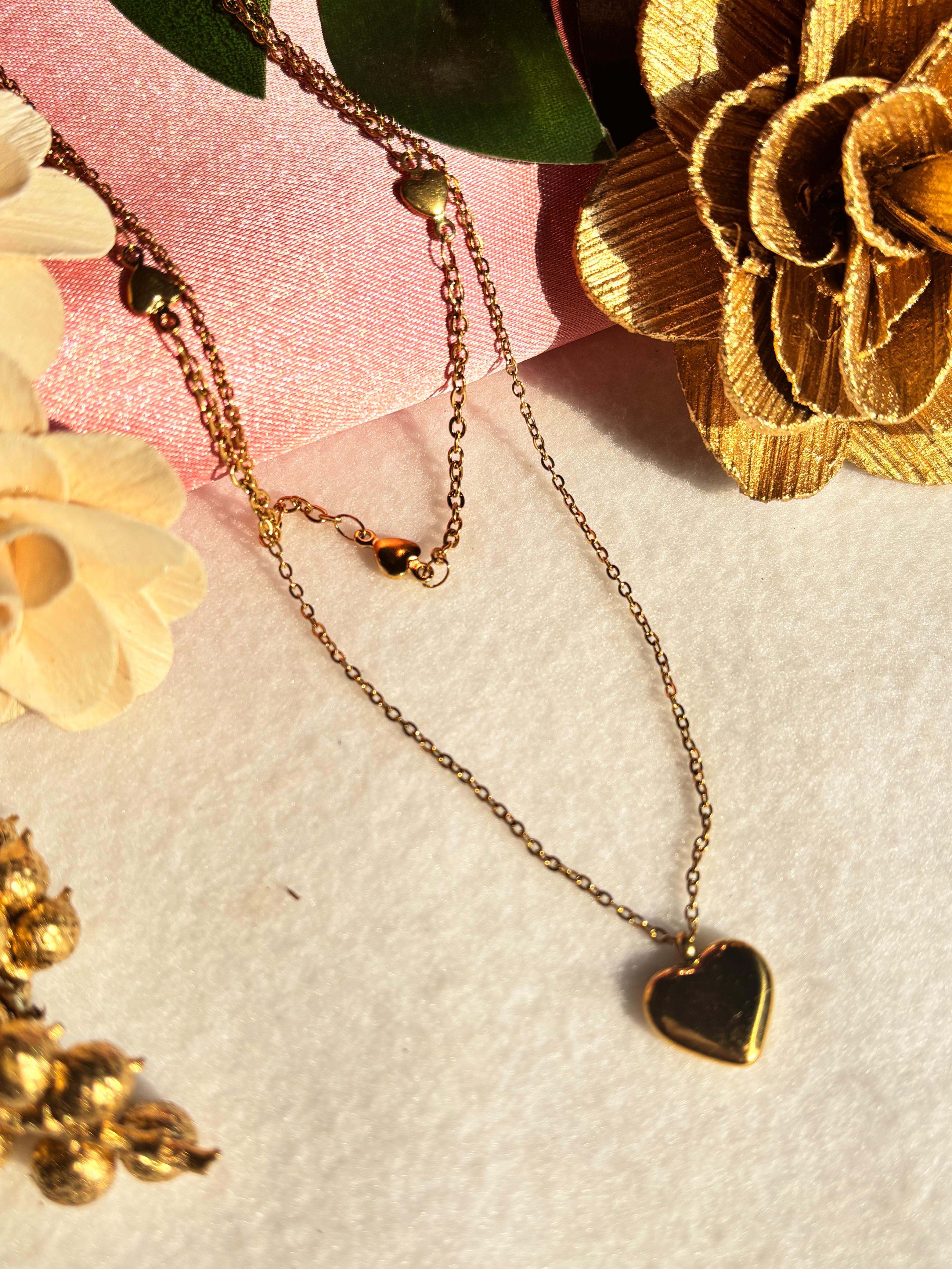 Golden Heart Charm Necklace